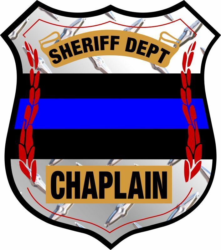 Thin Blue Line Sheriff Chaplain Badge Window Decal Police Law Enforcement