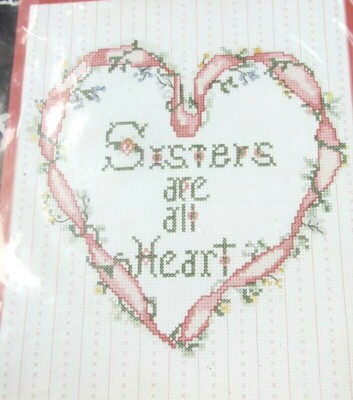 GOLDEN BEE COUNTED CROSS STITCH SISTERS ARE ALL HEART sister saying 6402