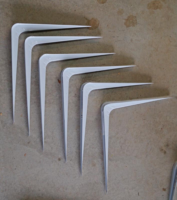 6 WHITE SHELF STEEL BRACKETS BLUE HAWK