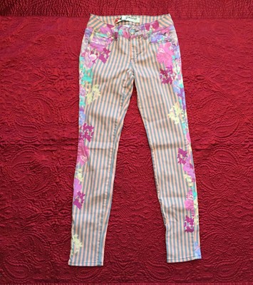 grane jeans girls juniors sz 5 Skinny Stripes and Flowers Pink