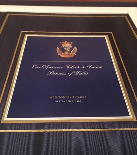Funeral Tribute For Diana Princess of Wales Signed Bro Charles Spencer W/ Plate