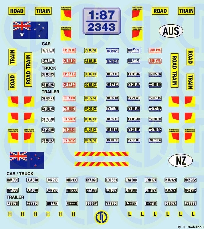 2343 - Decals Kfz.-Kennzeichen »Australien · Neuseeland« 1:87