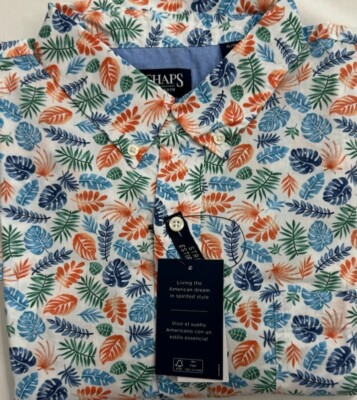 New Chaps Men's Casual Short Sleeve Shirt Multi Color Floral Size XL $18.50