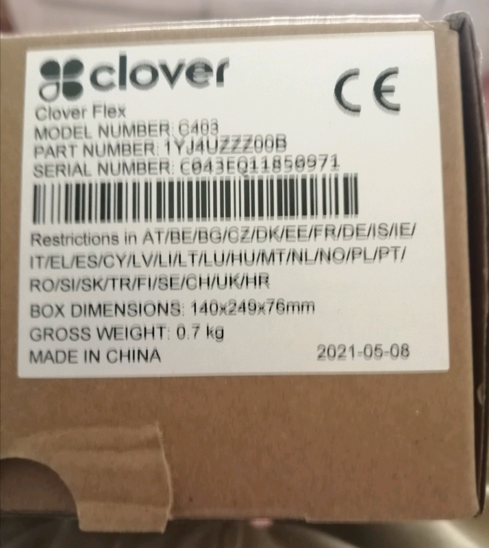New Clover Flex Card Reader starter kit Model C403 credit card Scanner