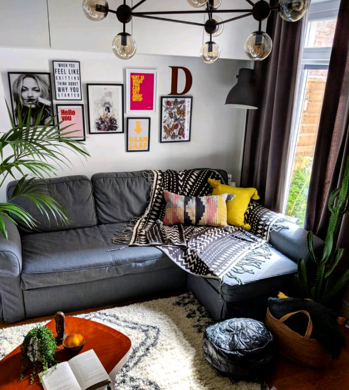 3 seater sofa with chaise lounge in grey / comfy sofa bed ...
