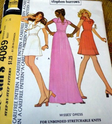 *VTG  1970s DRESS McCALLS Designer Stephen Burrows Sewing Pattern 14/36