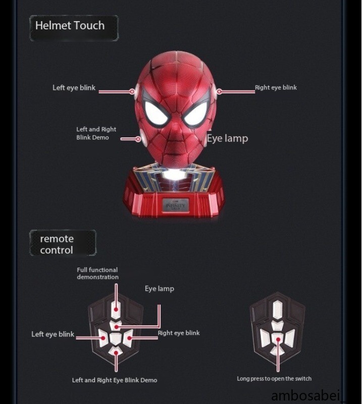 Pre-owned Marvel Comics Iron Spider Helmet Electric Blink Bluetooth Speaker 1:1 Genuine In Red