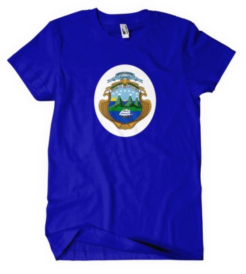 COSTA RICA COUNTRY SEAL FLAG Royal Blue Cotton Adult Unisex T-Shirt Tee Top