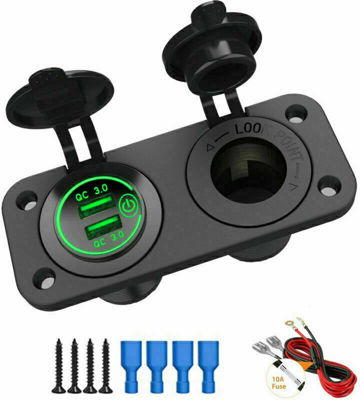 Vehicle Boat USB Charger Dual USB Port Socket Power Cig Lighter Outlet Adapter