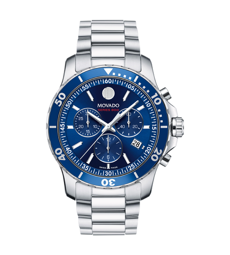Pre-owned Movado Series 800 2600141 Blue Face Wrist Watch For Men Stainless Steel