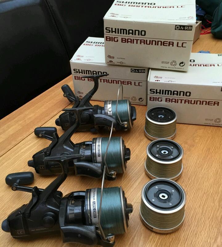 3 x Shimano big baitrunner long cast fishing reels With Spare Spool in Cannock, Staffordshire