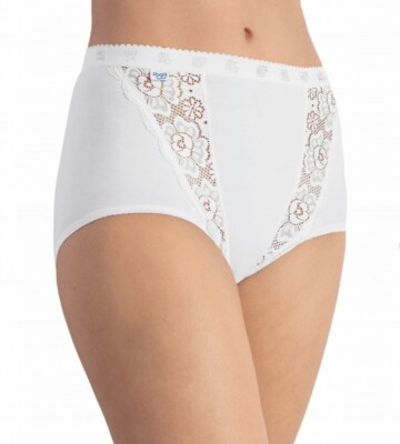 2 x Lovely White Sloggi Chic Maxi Cotton Full Briefs - Size 22