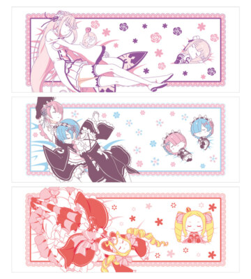 Re:Zero Starting Life Ichiban kuji 2020 D prize 3 Towel Complete Set REM RAM