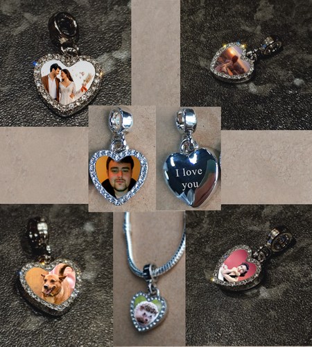 Personalised Photo & Text Engraved Heart Charm – Wedding, Birthday & Keepsake