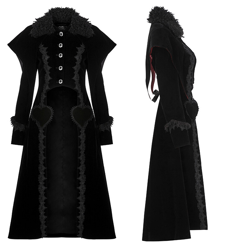 PUNK RAVE HERZKÖNIGIN SAMT MANTEL GOTHIC LOLITA BAROCK RETRO STICKEREI KORSETT PUNKRAVE