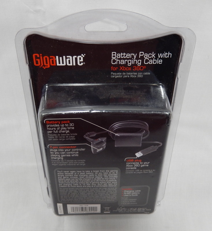 Lot of 2 New GigaWare Battery Pack with Charging Cable for Xbox 360
