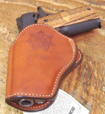 Bianchi # 50 HK P9S Brn LH Belt Holster Leather Lined COLT CMNDR CHAPMAN HI-RIDE