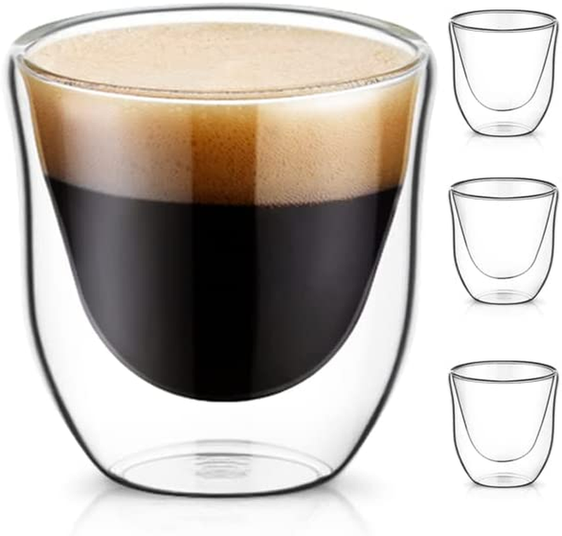 Espresso Cups Glass for Coffee, Clear Coffee Cups, Double Wall Clear Thermo Glas
