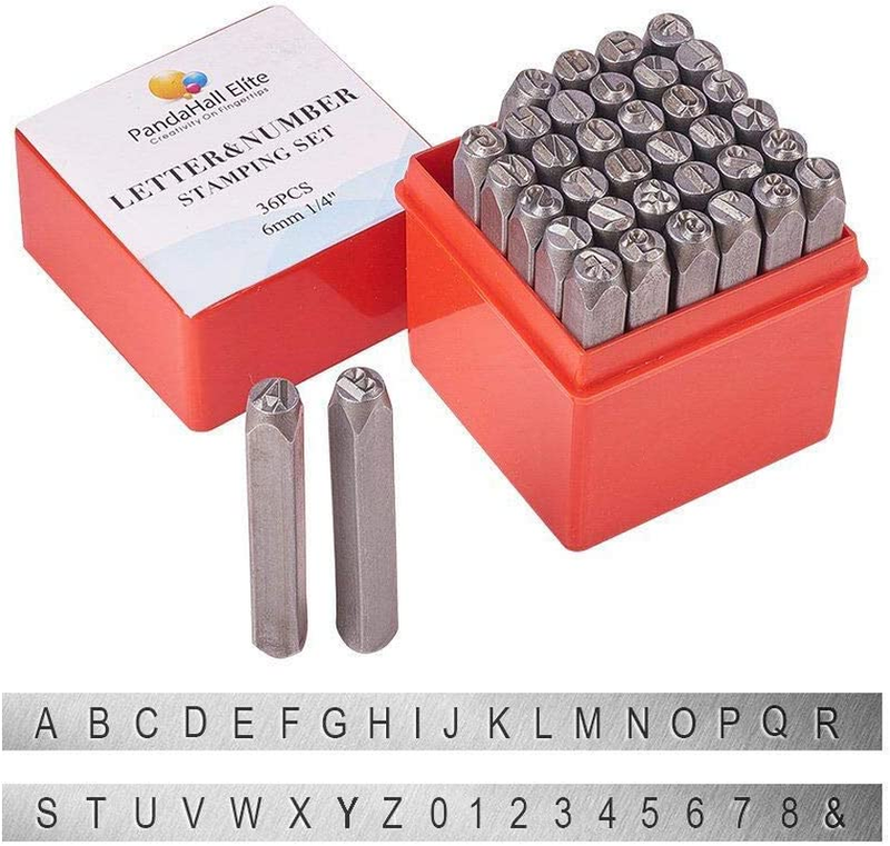 36 Pcs Letter and Number Metal Stamp Set, 1/4 Inch 6Mm Alphabet A-Z and Number 0