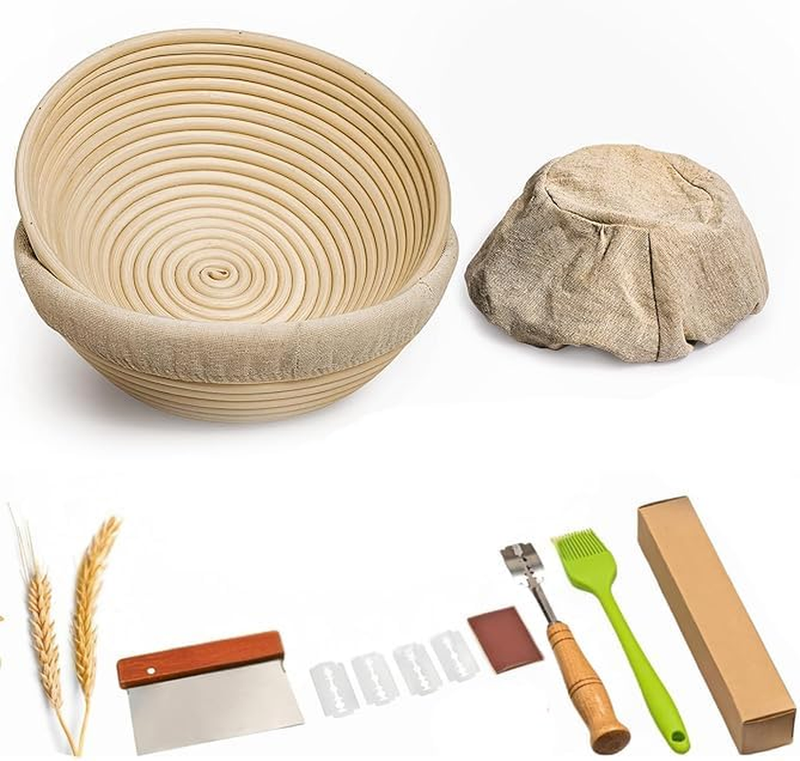 2 Bread Proofing Baskets Set(22 X8.5Cm),Round Sourdough Starter Basket Set with