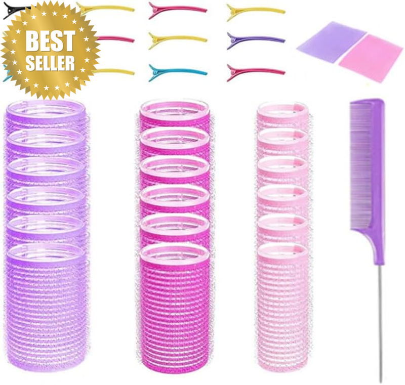 Hair Rollers Set,33 PCS Self Grip Hair Roller Set Heatless Hair Curlers Hair Rol