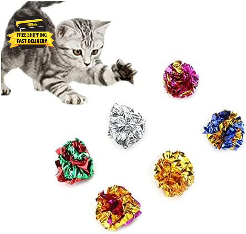 12 Pack Crinkle Balls Cat Toys, Mylar Crinkle Balls for Indoor Cats, Lightweight