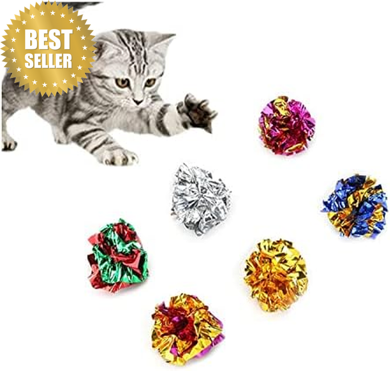 Crinkle Balls Cat Toys for Indoor Cats, Lightweight Shiny Crinkle Paper Ball for