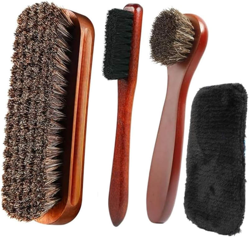 4Pcs Leather Shoe and Boot Care Brushes Set, Leather Cleaning and Polishing Shoe