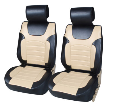 Black/Tan Leatherette Seat Cushion Covers Compatible for Lincoln Vehicles