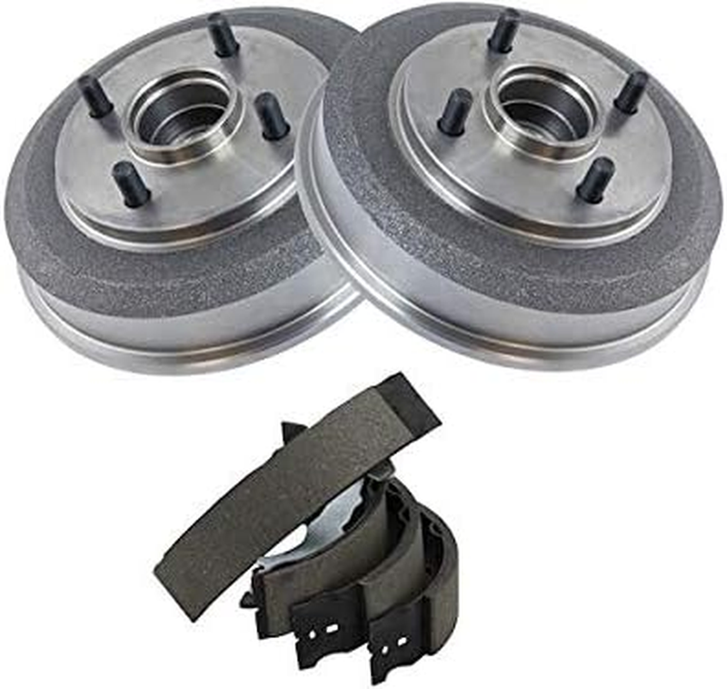 Rear Brake Drum and Shoe Kit Compatible with 2000-2008 Ford Focus
