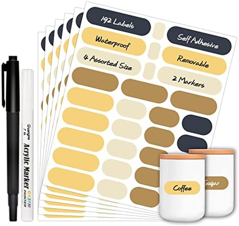 Spice Labels with 2 Markers, Waterproof Colored Chalkboard Label Stickers for Co