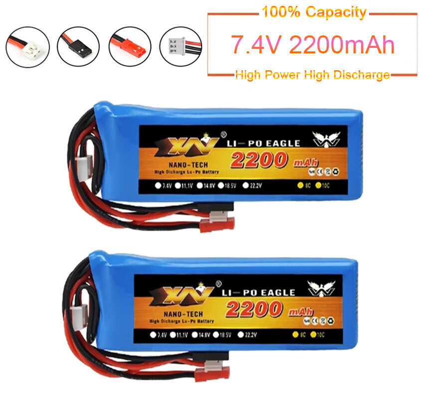 7.4V 2200mah 8C Battery For Futaba T6J T8FG 12FG Walkera Dev