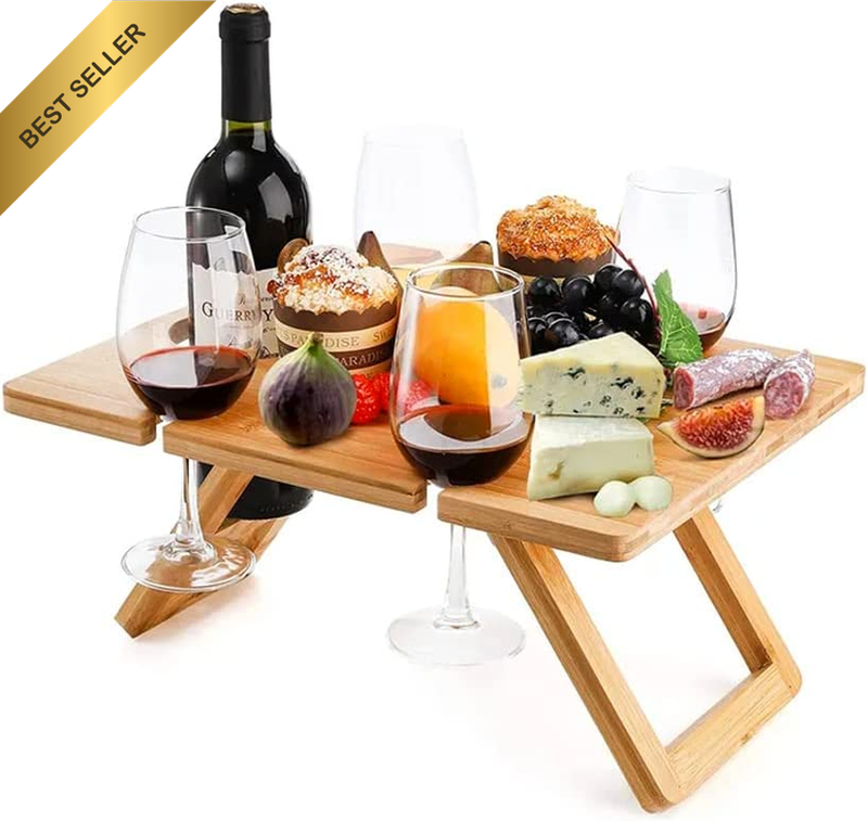 Bamboo Folding Picnic Table - Portable, Lightweight Outdoor Use