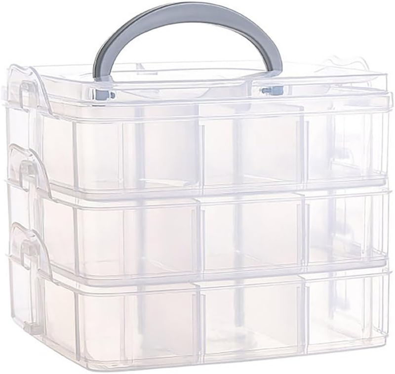 Three-Layer Detachable Transparent Storage Box, 3 Colors, 18 Grids, Plastic Orga