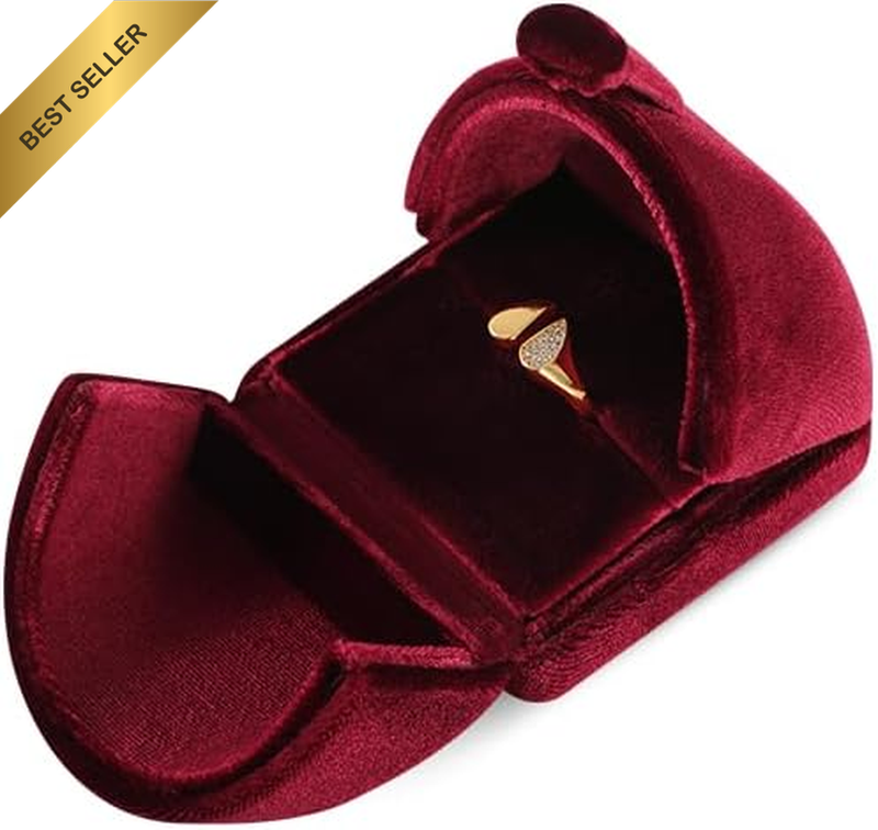 Velvet Ring Storage Box for Engagement & Weddings, Elegant Jewelry Display Case