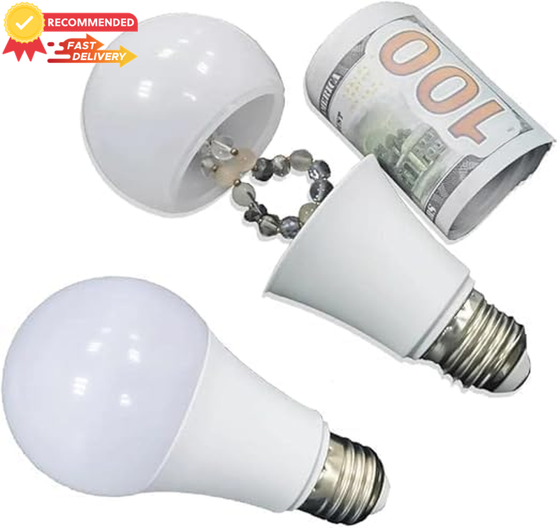 White Light Bulb Secret Safe, Diversion Storage Box for Valuables, Hiding Spot