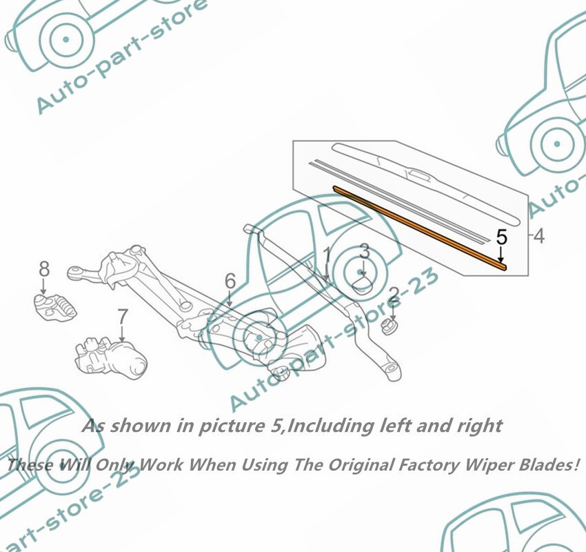 GENUINE FRONT WINDSHIELD WIPER RUBBER INSERTS REFILLS FOR 2018-2024 TOYOTA CAMRY