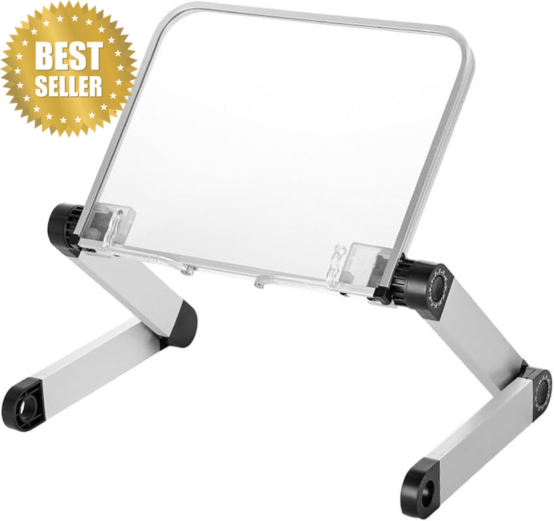 Adjustable Book Stand, Foldable Acrylic Reading Rest with Aluminium Frame, Heigh