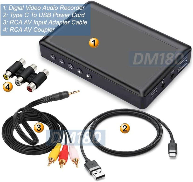 Portable Digital Video Audio Recorder Player with Micro SD USB Input + RCA A/V I