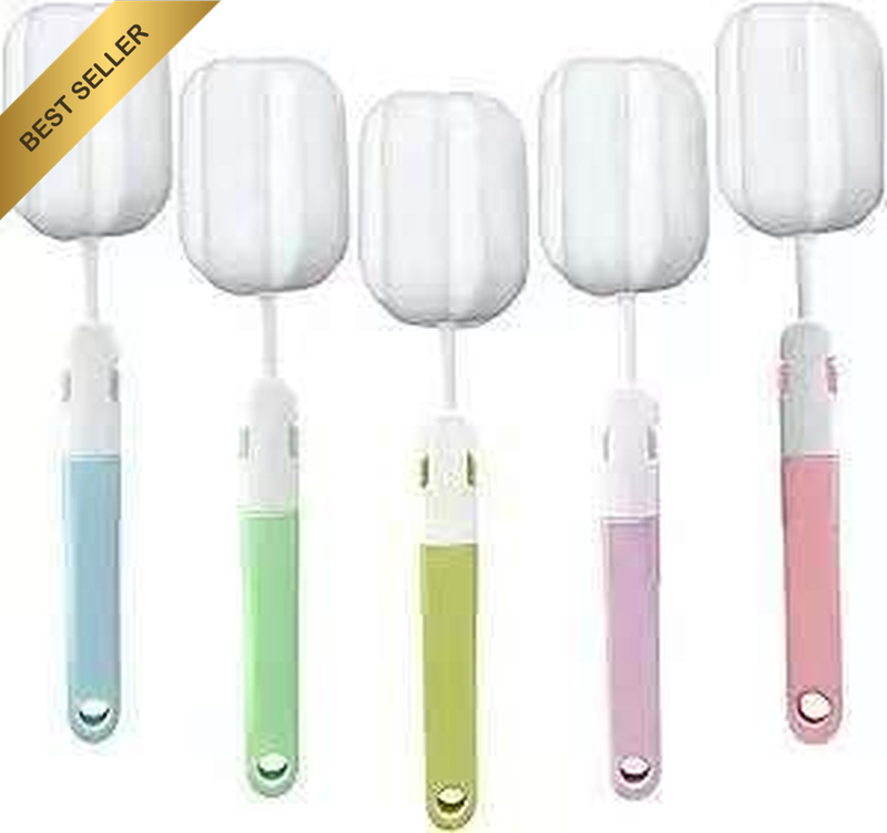 4 Pcs Sponge Bottle Brush Cup Brushes Long Handle Portable Sponge Cleaning Brush