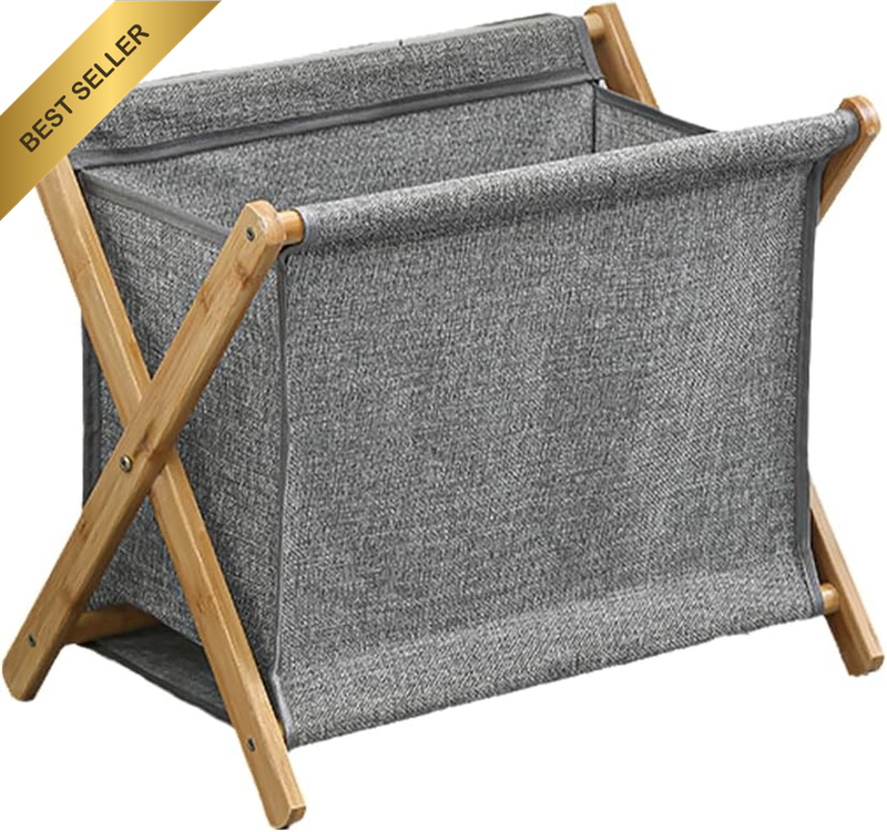 Foldable Laundry Basket with Solid Wood Frame Large Capacity Detachable Hamper