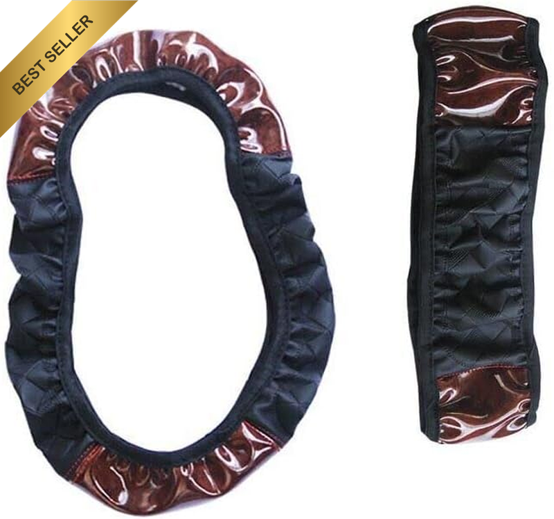 Mahogany Wood Pattern Steering Wheel Cover 15