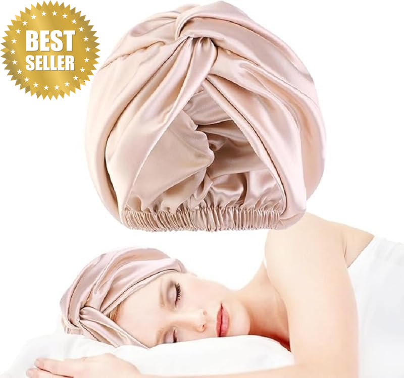 Silk Hair Wrap for Sleeping Silk Bonnet Night Sleep Cap for Curly Hair Double La