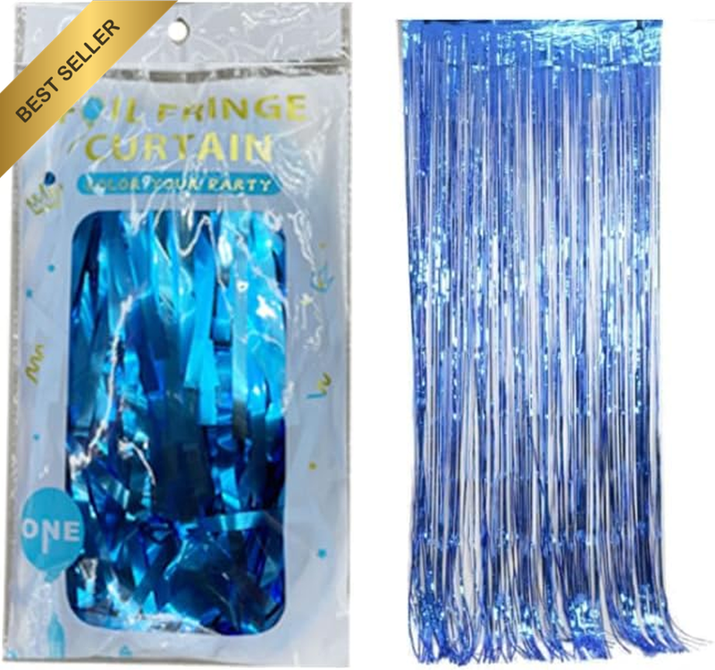 [6Pcs]  Metallic Foil Fringe Curtain, Blue, 1X2M Party Decoration