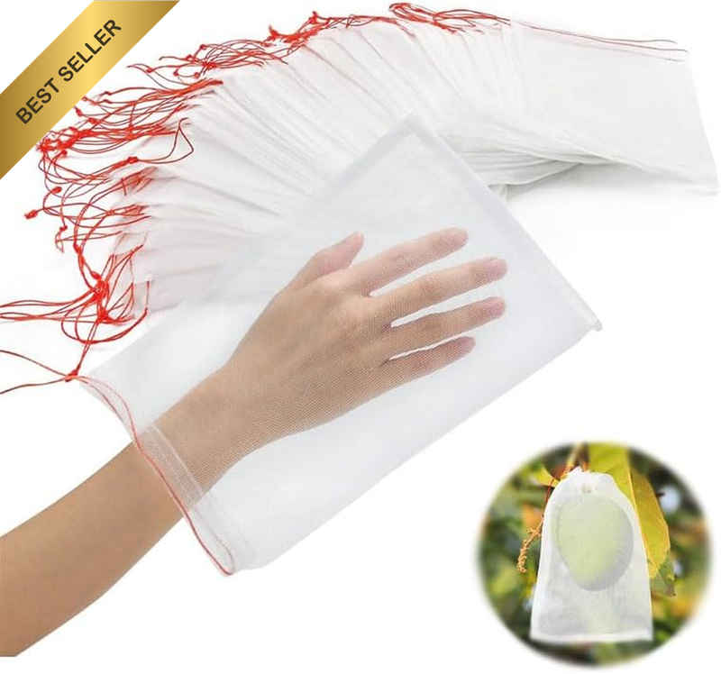 50Pcs Fruit Protect Bags，Reusable Protection Bags Net for Plant/Fruit/Flower(Whi