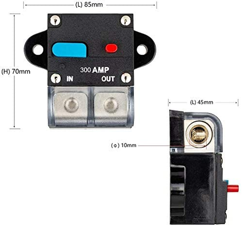 Circuit Breaker 300 AMP Car Audio Solar Energy Inline Circuit & Waterproof Cover