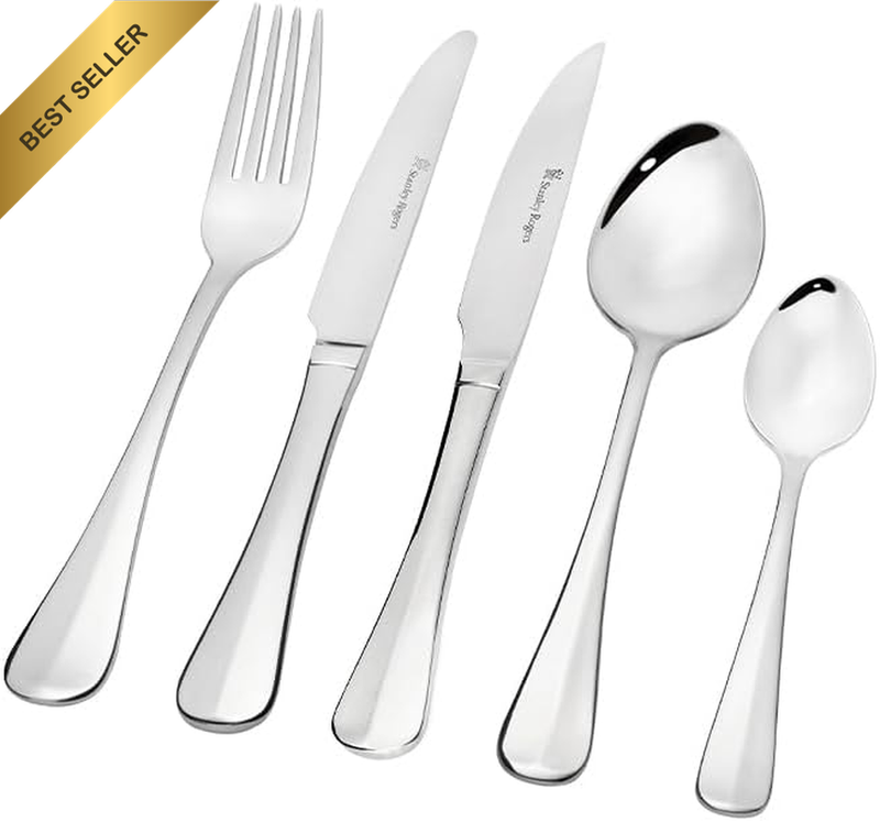 Baguette 40 Piece Cutlery Set – 18/10 Stainless Steel Flatware with Elegant Uptu