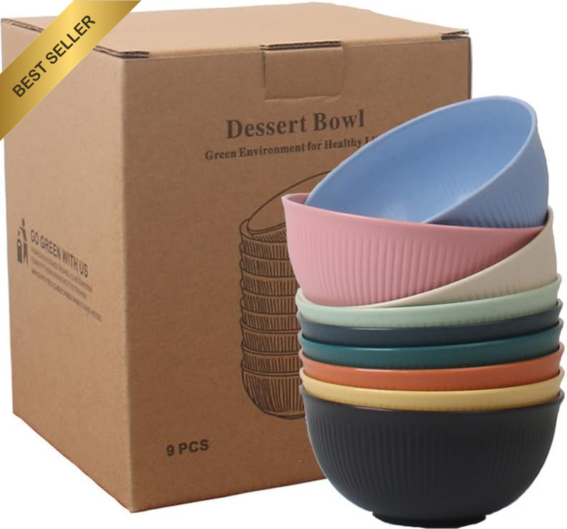 Lightweight Wheat Straw Cereal Bowls Unbreakable Dinner Dishes Bowl Set Dishwash