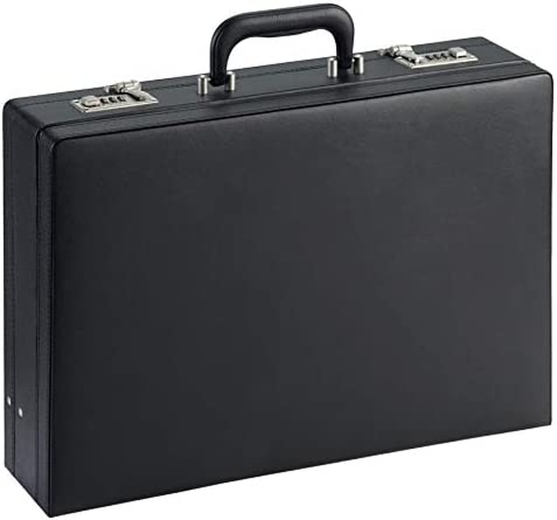 New Mens Briefcase Carrying Case Black Vinyl Combination Lock Messenger Business