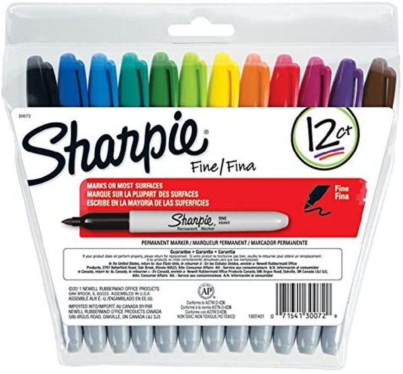 Sharpie Fine Point Permanent Marker,Assorted Classic,12-Count